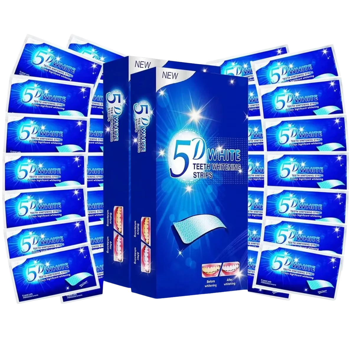 NEW - 5D Teeth Whitening Strips - Powerful Stain Remover for Coffee, Wine, and More!