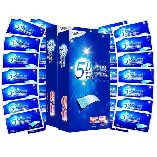 NEW - 5D Teeth Whitening Strips - Powerful Stain Remover for Coffee, Wine, and More!